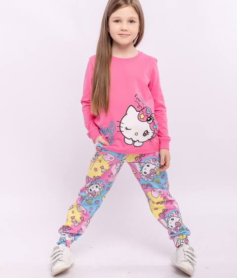 012-ОК22 Пижама Hello Kitty дев.(футб.дл.рукав+брюки)Batik