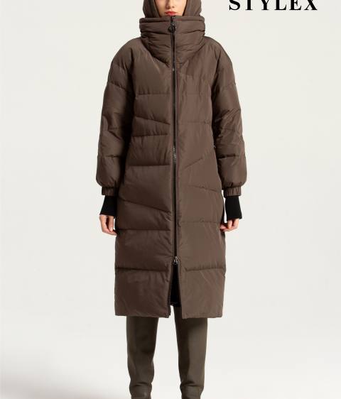 9075 Пальто зимнее хаки Stylex