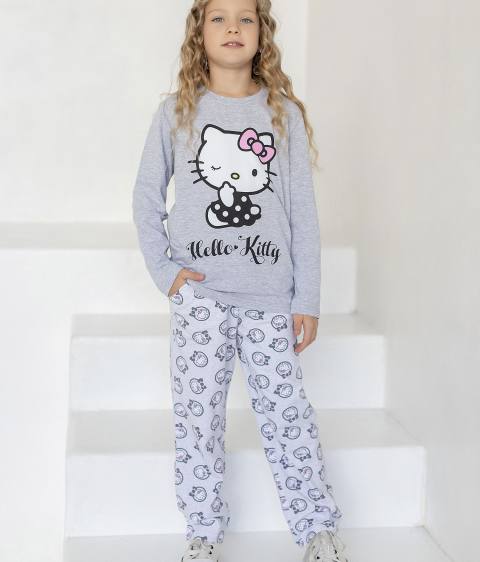 013-ОК22 Пижама Hello Kitty дев.(футб.дл.рукав+брюки)Batik