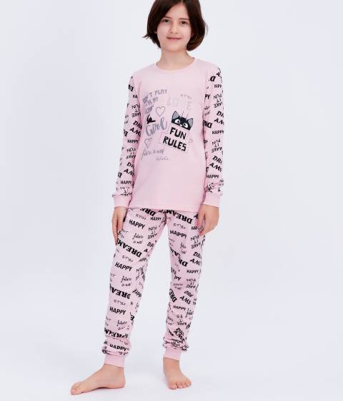 145-016 пижама детская с принтом розовый RoxyFoxy